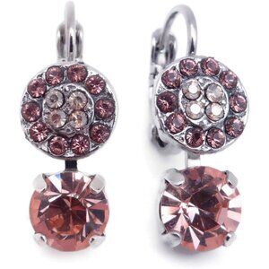 Mariana Brown Meadow Silver Earrings in Purple and Peach Crystal Dangle 1119 NWT